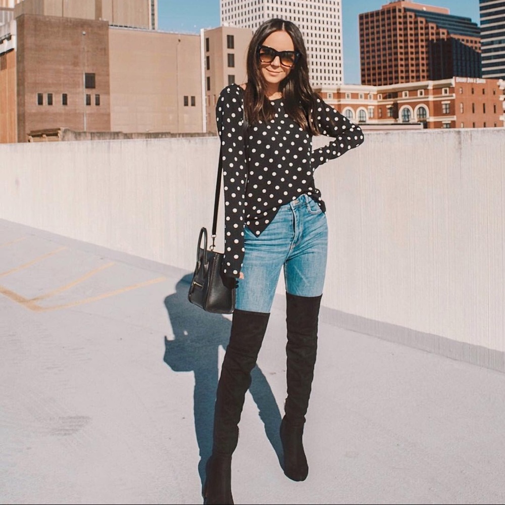 & Layered polka dot top